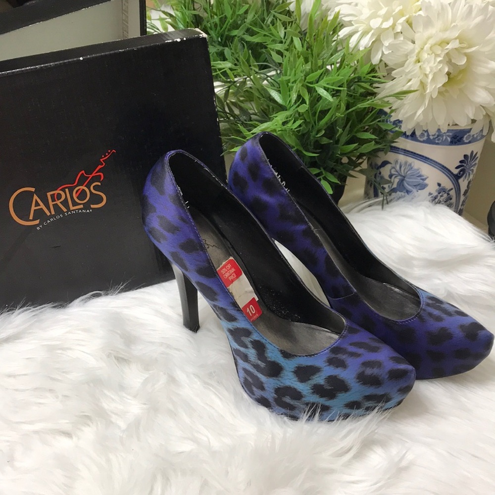 Carlos Santana ombré blue animal print platforms